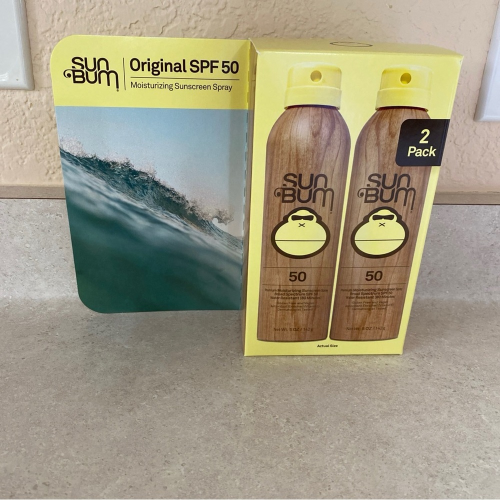 2 Pack Sun Bum Water Resist 80 Min SPF 50 Sunscreen Spray 5 Oz each• Exp 10/27